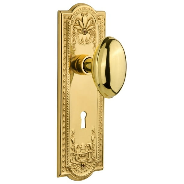 2.75 Antique Brass Passage Nostalgic Warehouse Victorian Plate with Keyhole Round Clear Crystal Glass Knob 